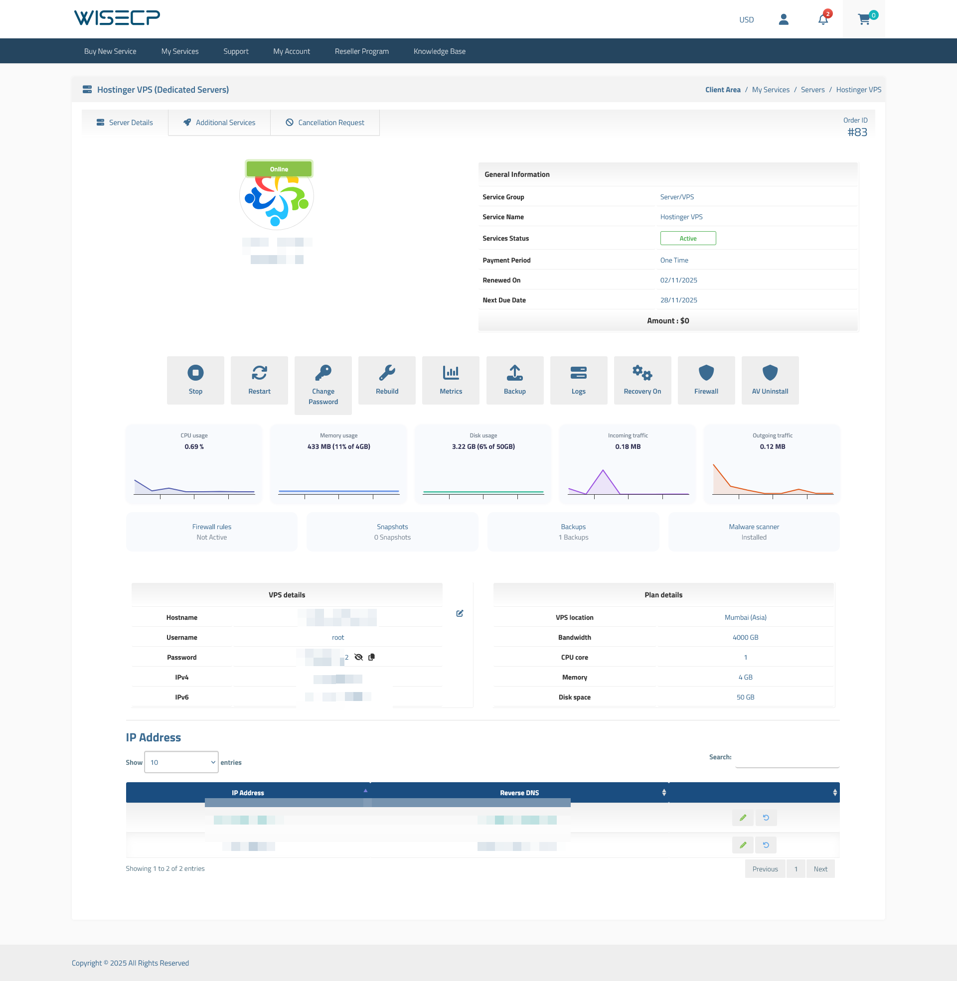Hostinger VPS Automation WISECP Module