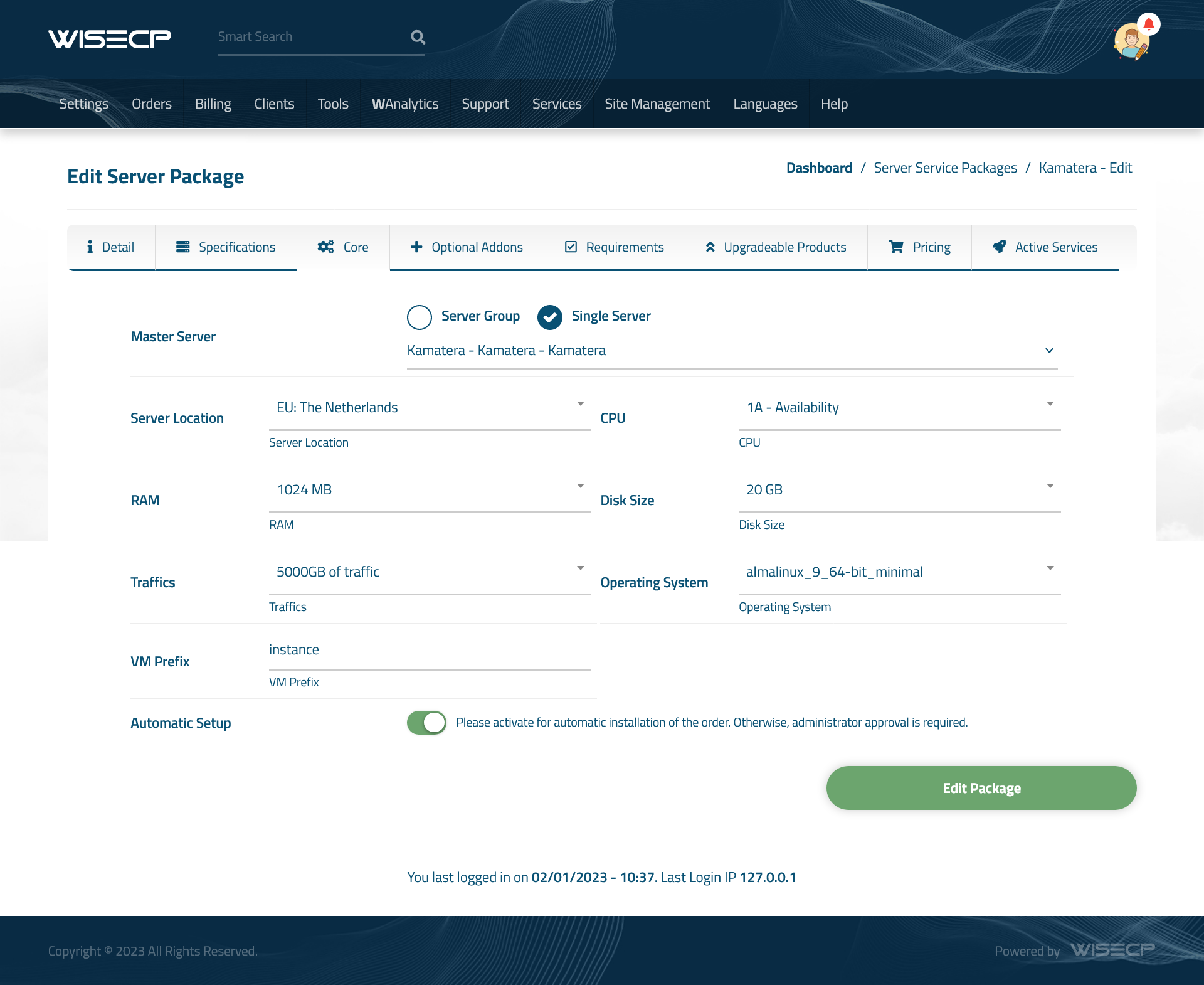 Kamatera Cloud Automation WISECP Module