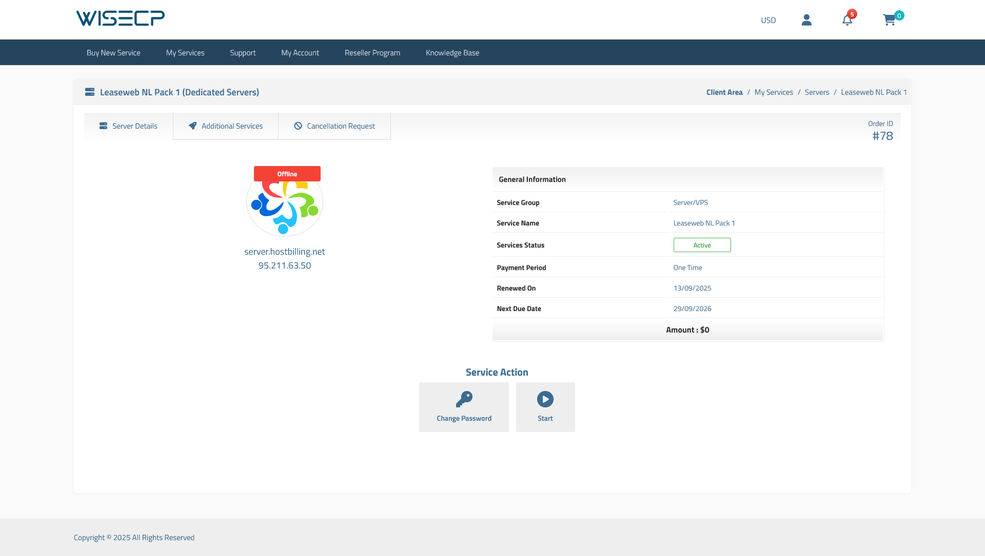 Leaseweb VPS Automation WISECP Module
