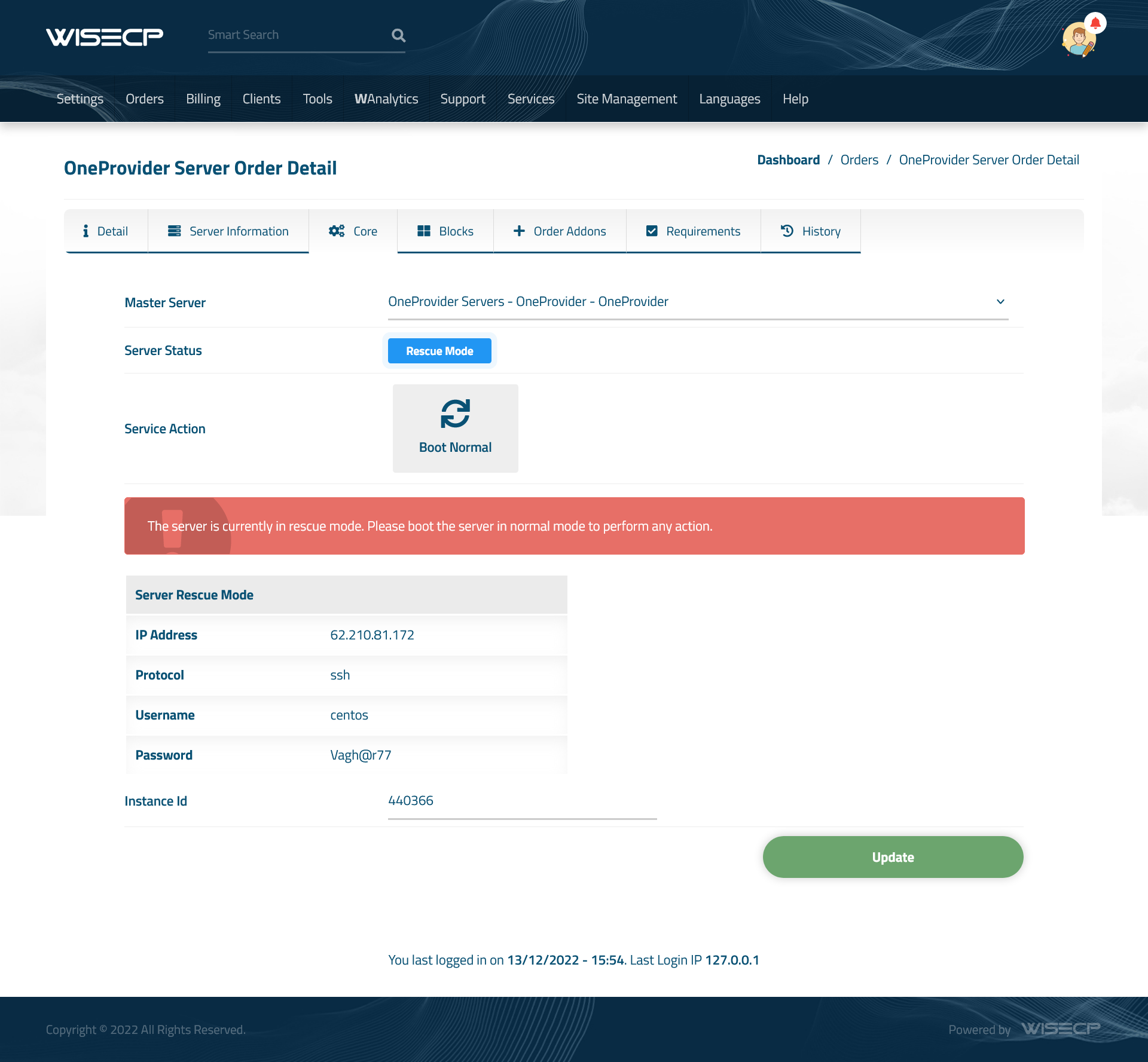 Oneprovider Dedicated Automation WISECP Module