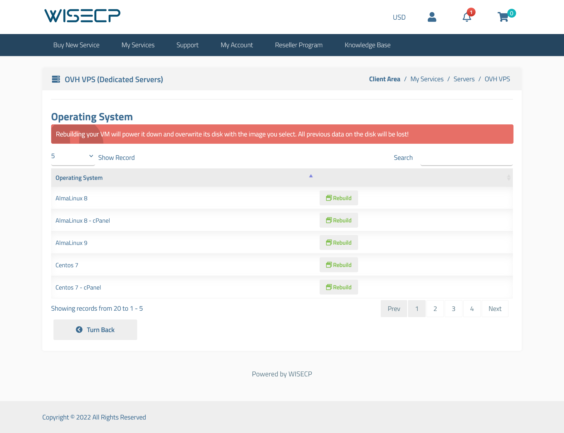 OVH Cloud Automation WISECP Module