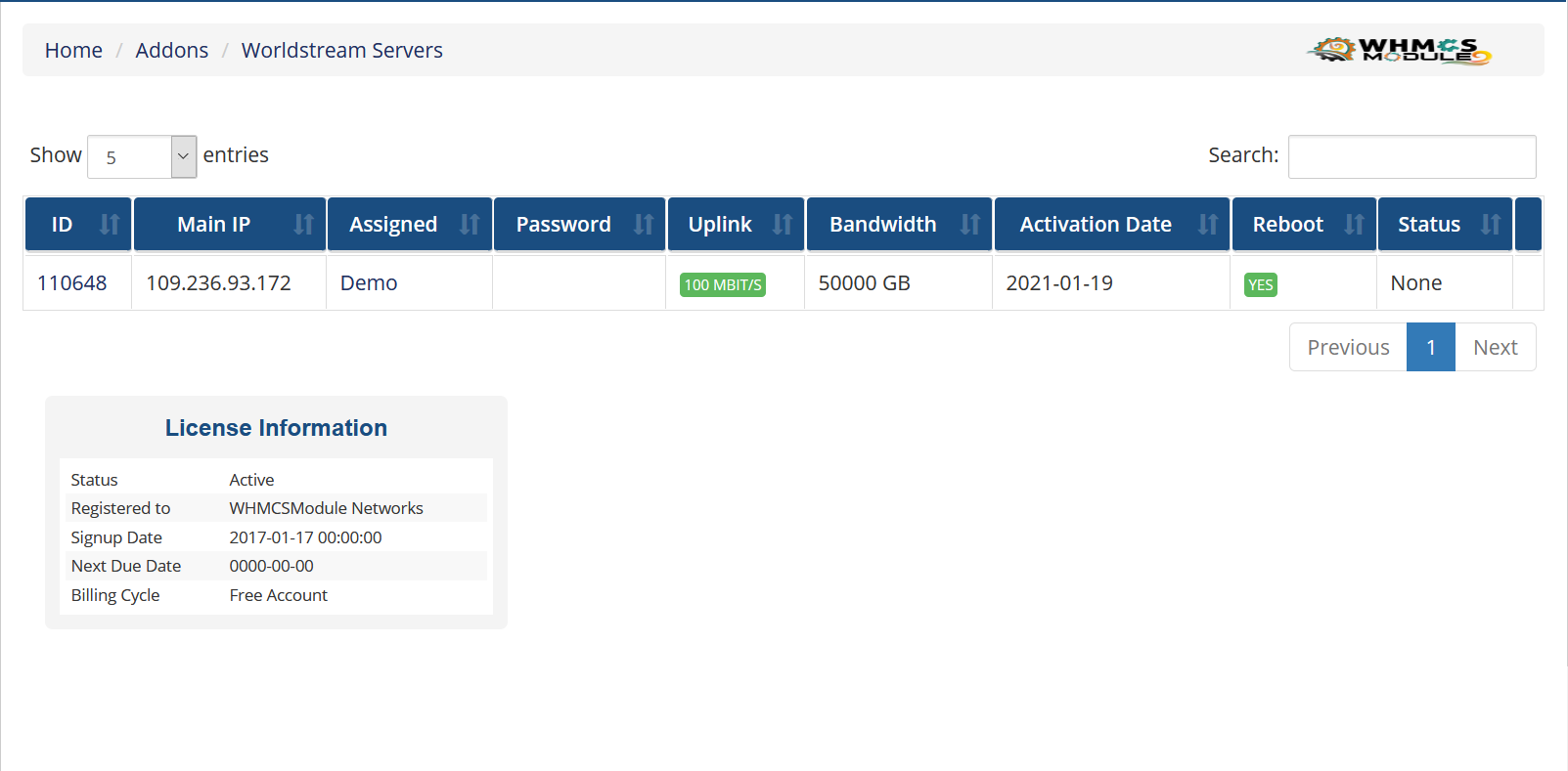 Worldstream Server Automation WHMCS Module