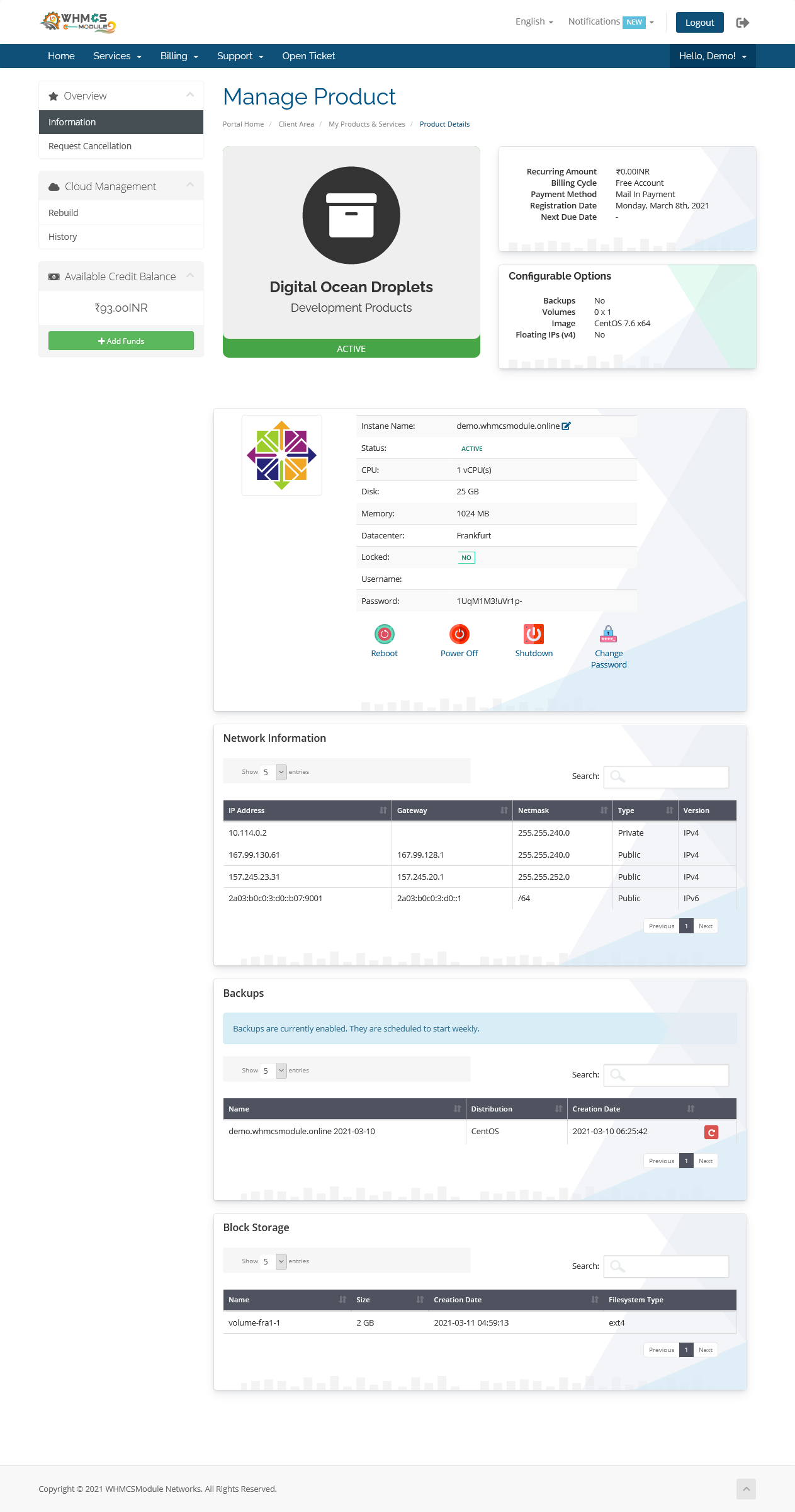 DigitalOcean Droplets for WHMCS
