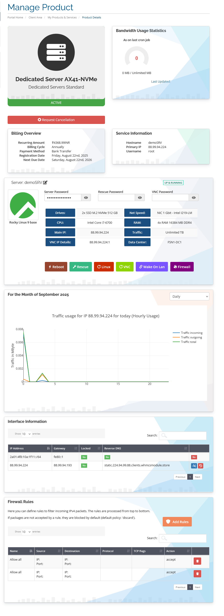 Client Area Overview