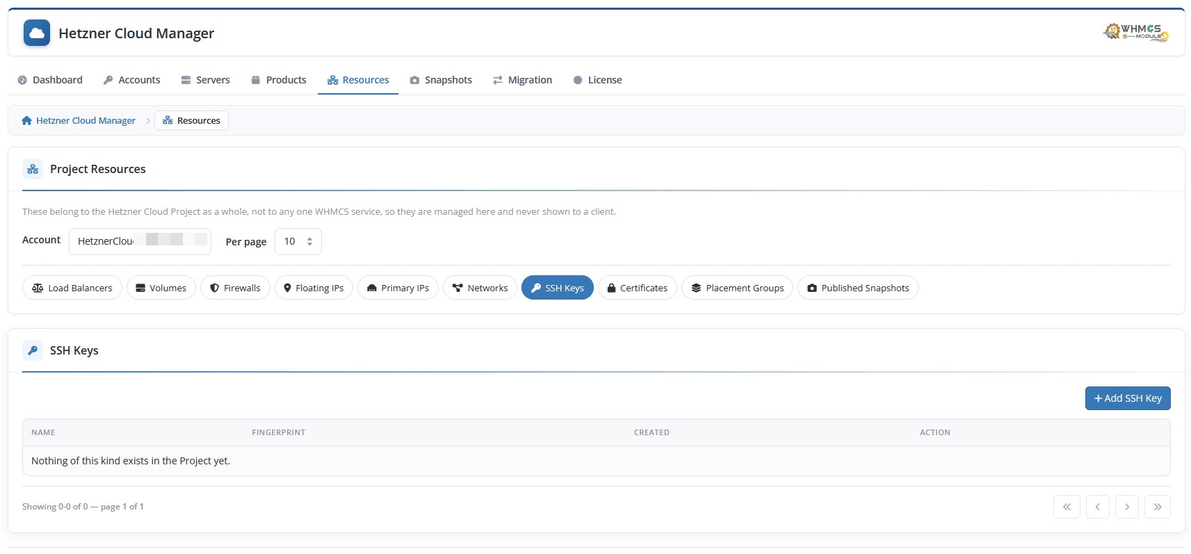 Admin Area Resources SSH Keys