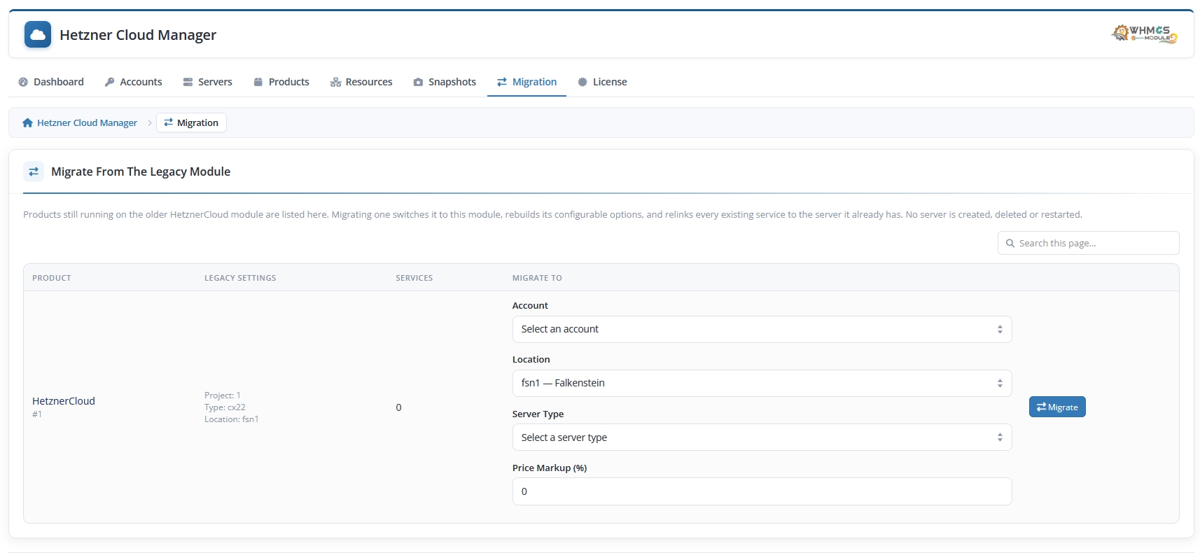 Admin Area Legacy Module Migration