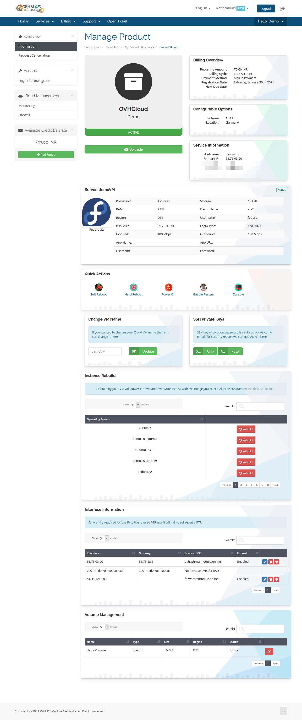 OVH Public Cloud WHMCS