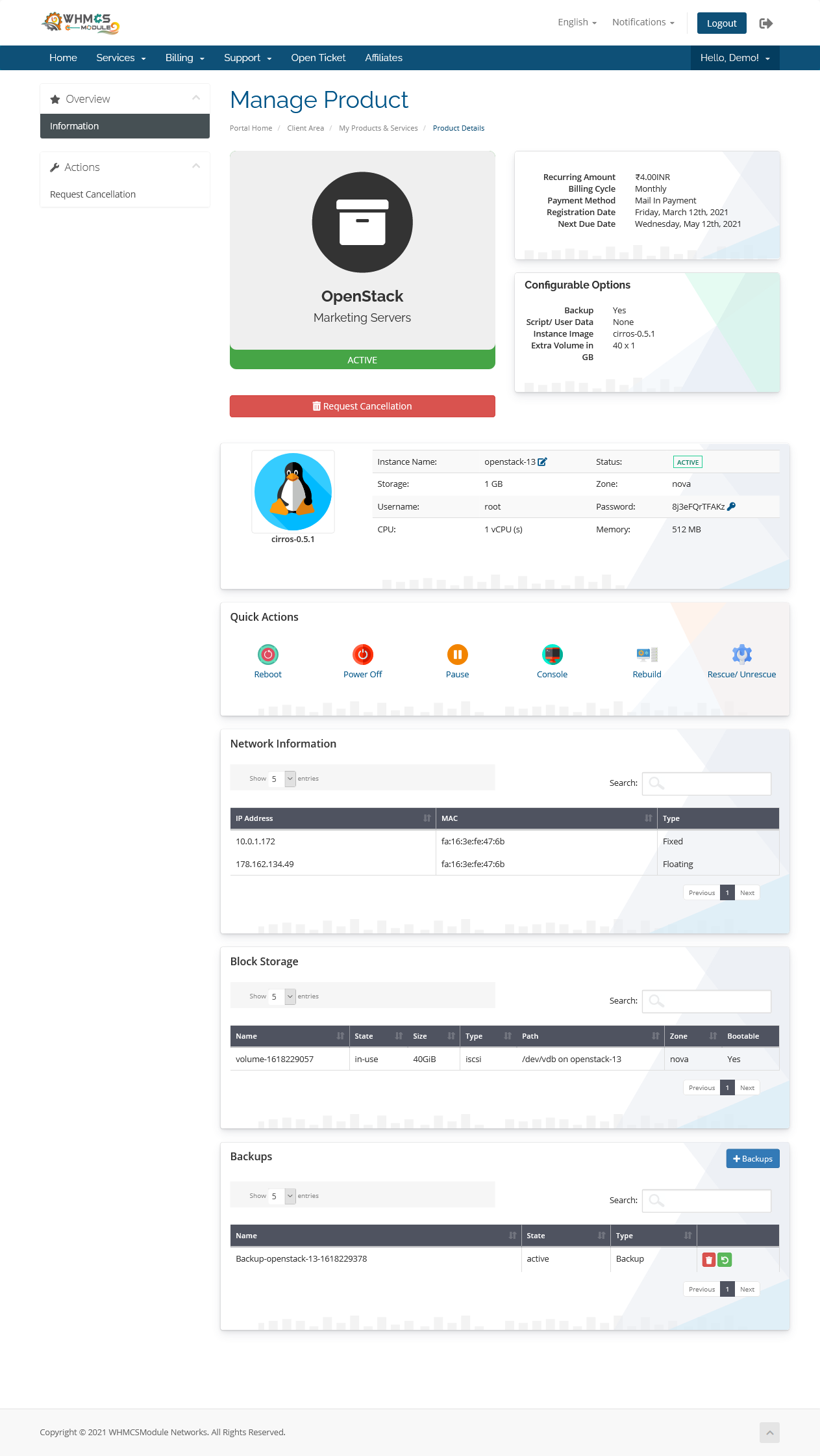 OpenStack VPS for WHMCS