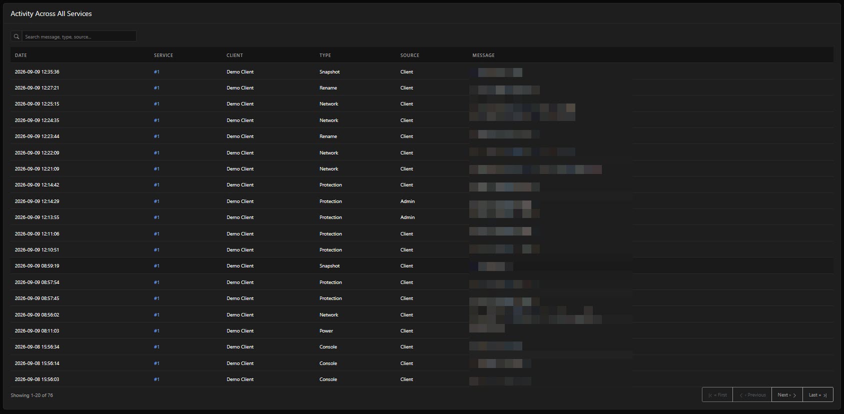 Activity Across All Services Qsearchmessage Tye Source