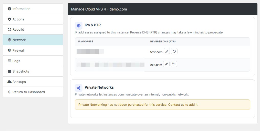 Client Area Vm Network Compact