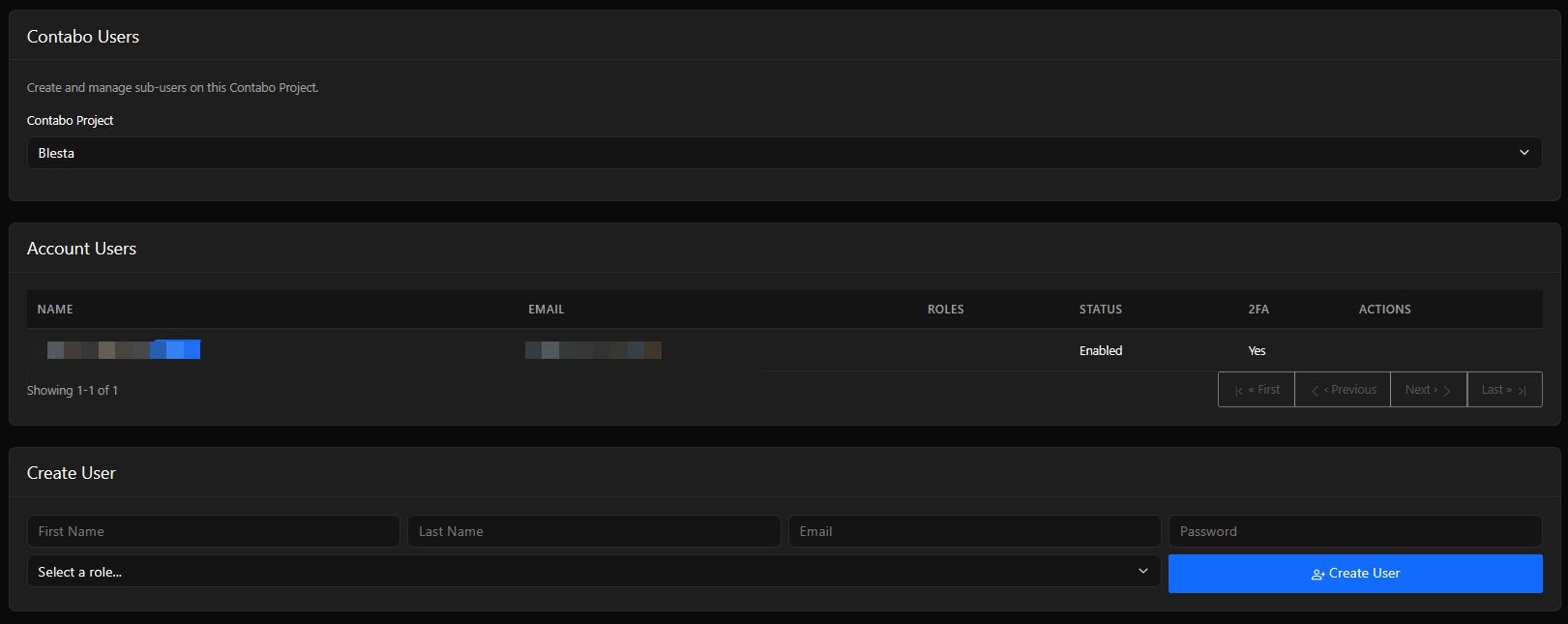 Contabo Users Create And Manage Sub Users On This Contabo Project