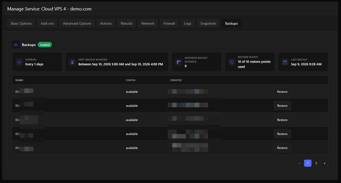 Manage Service Cloud Vps 4 Demo Com Basicoptions