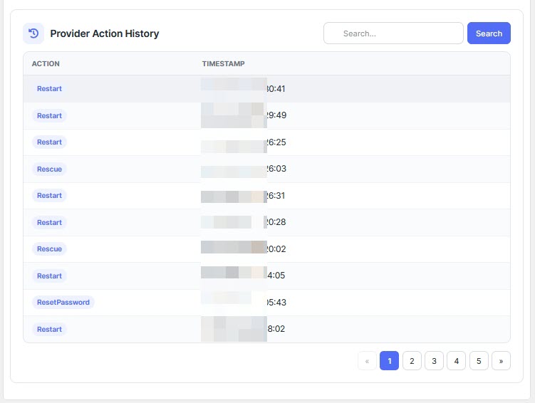 Provideraction History Search