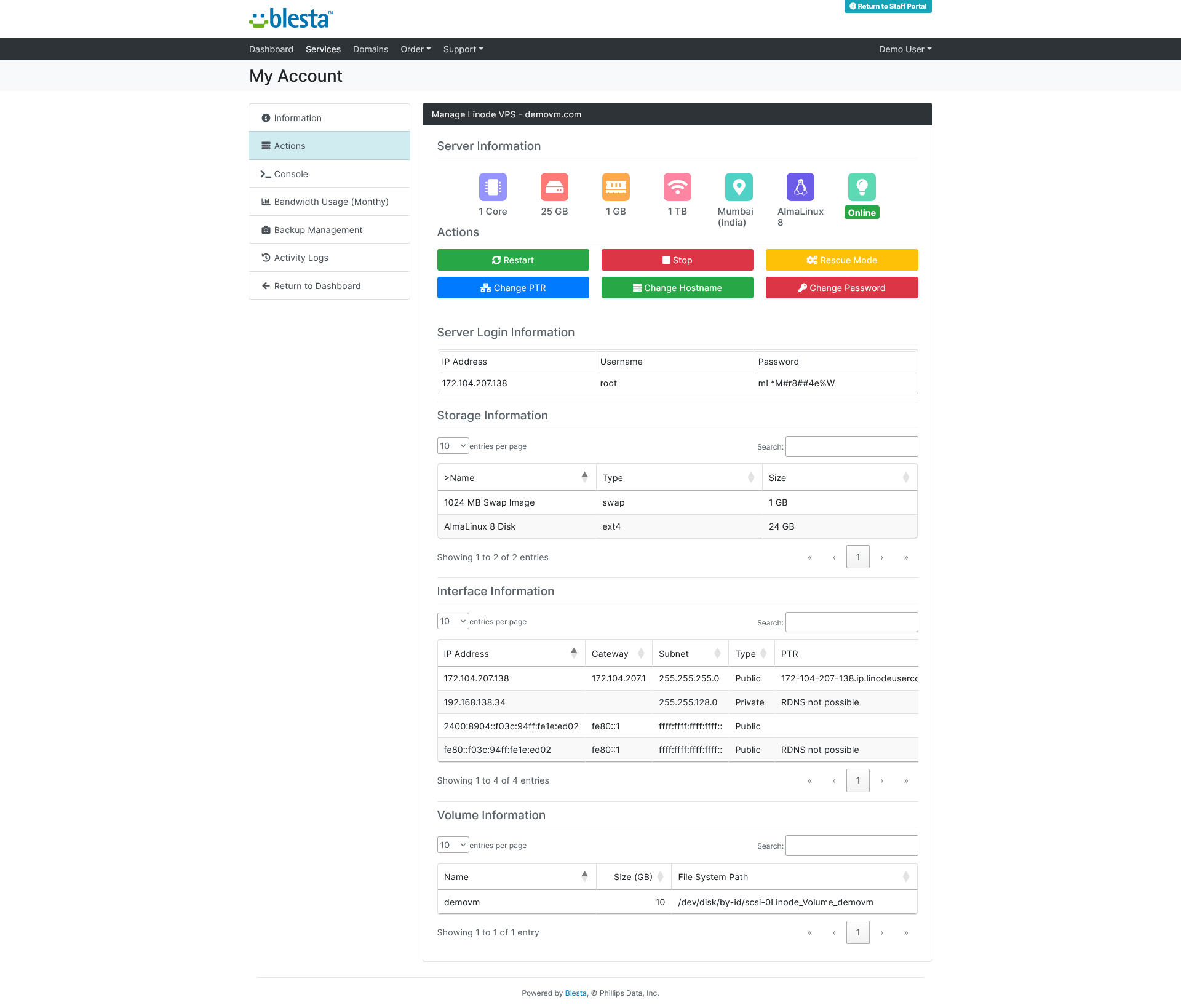 Linode Instance Blesta