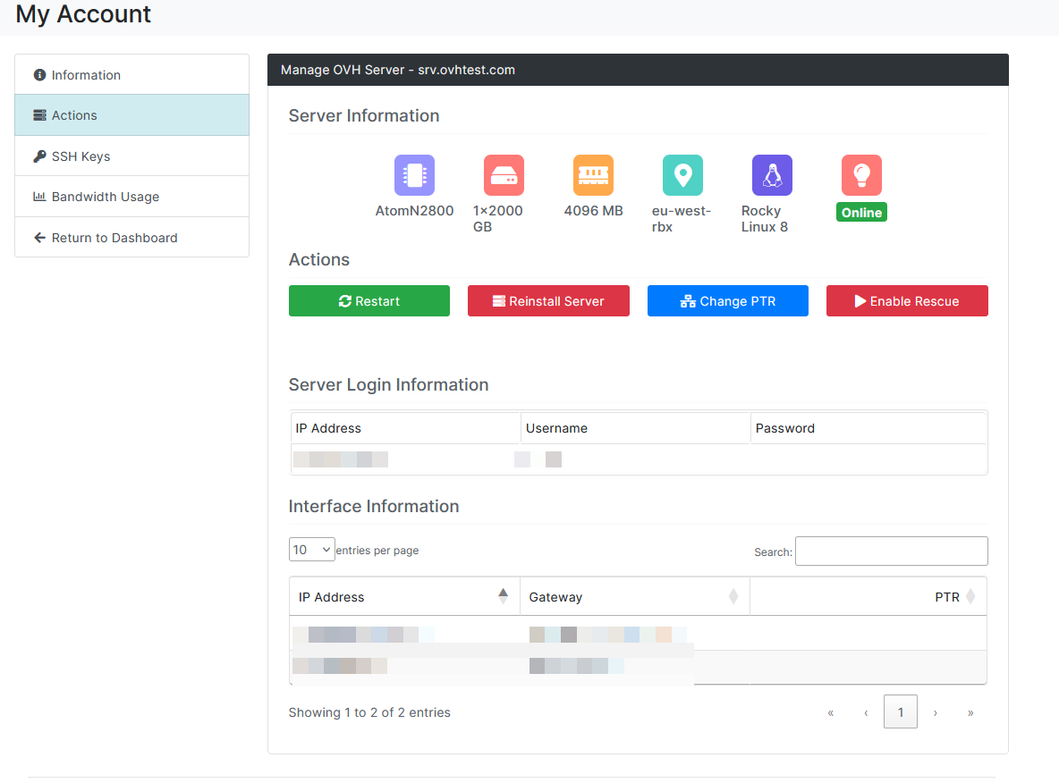 OVH Server Blesta