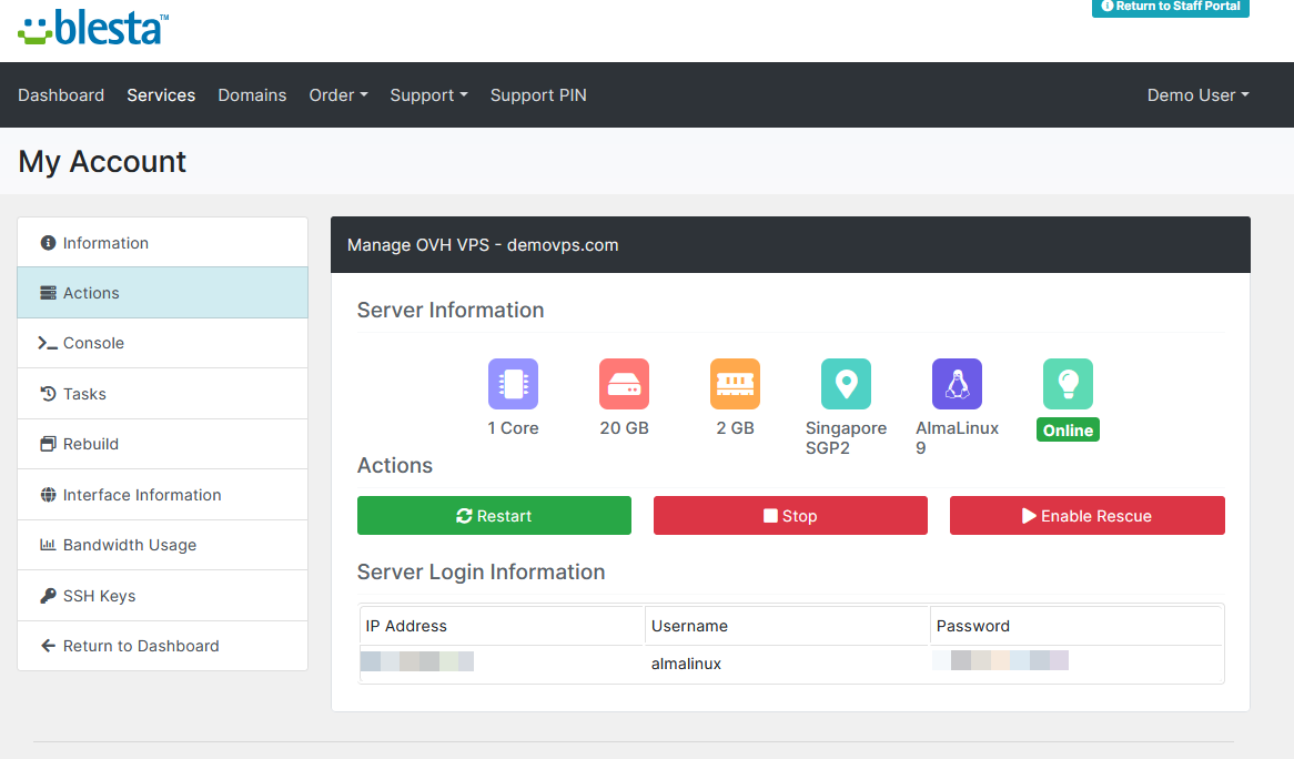 OVH VPS Blesta