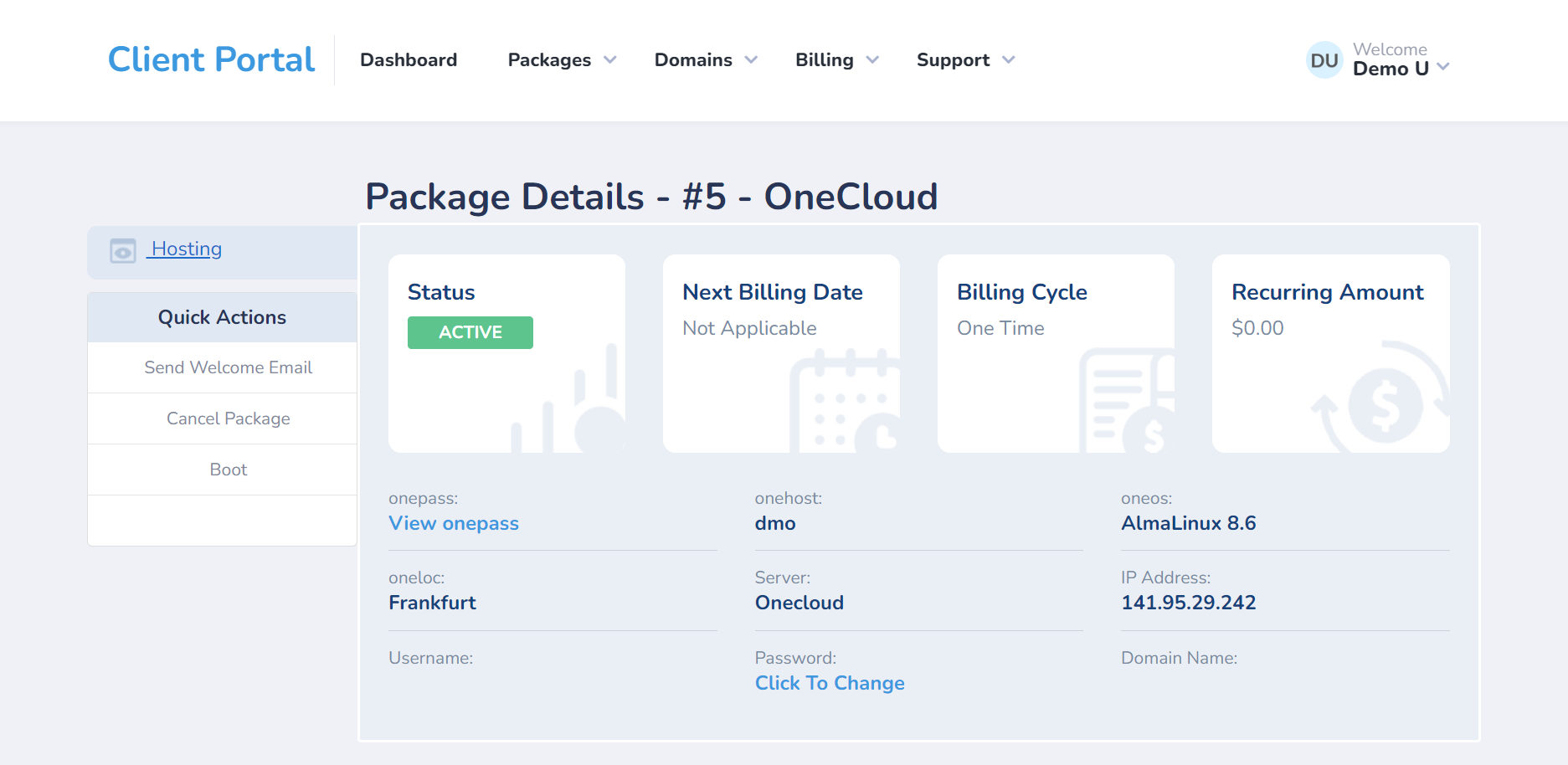 OneCloud VPS ClientExec