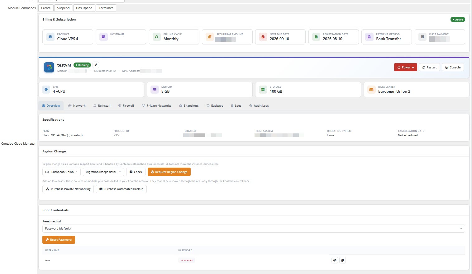 Admin Area Vm Manage Overview