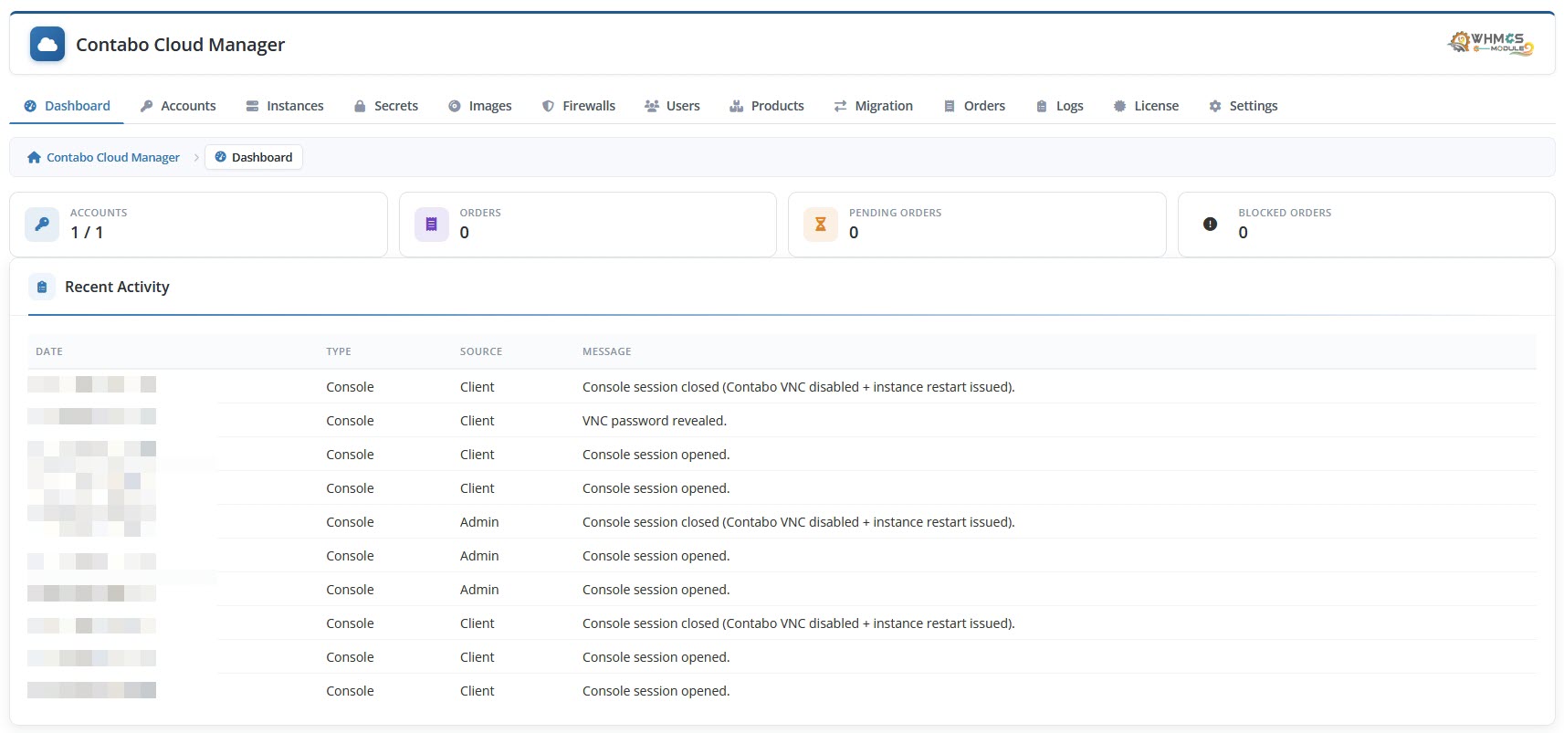 Contabo Cloud Manager WHMCS
