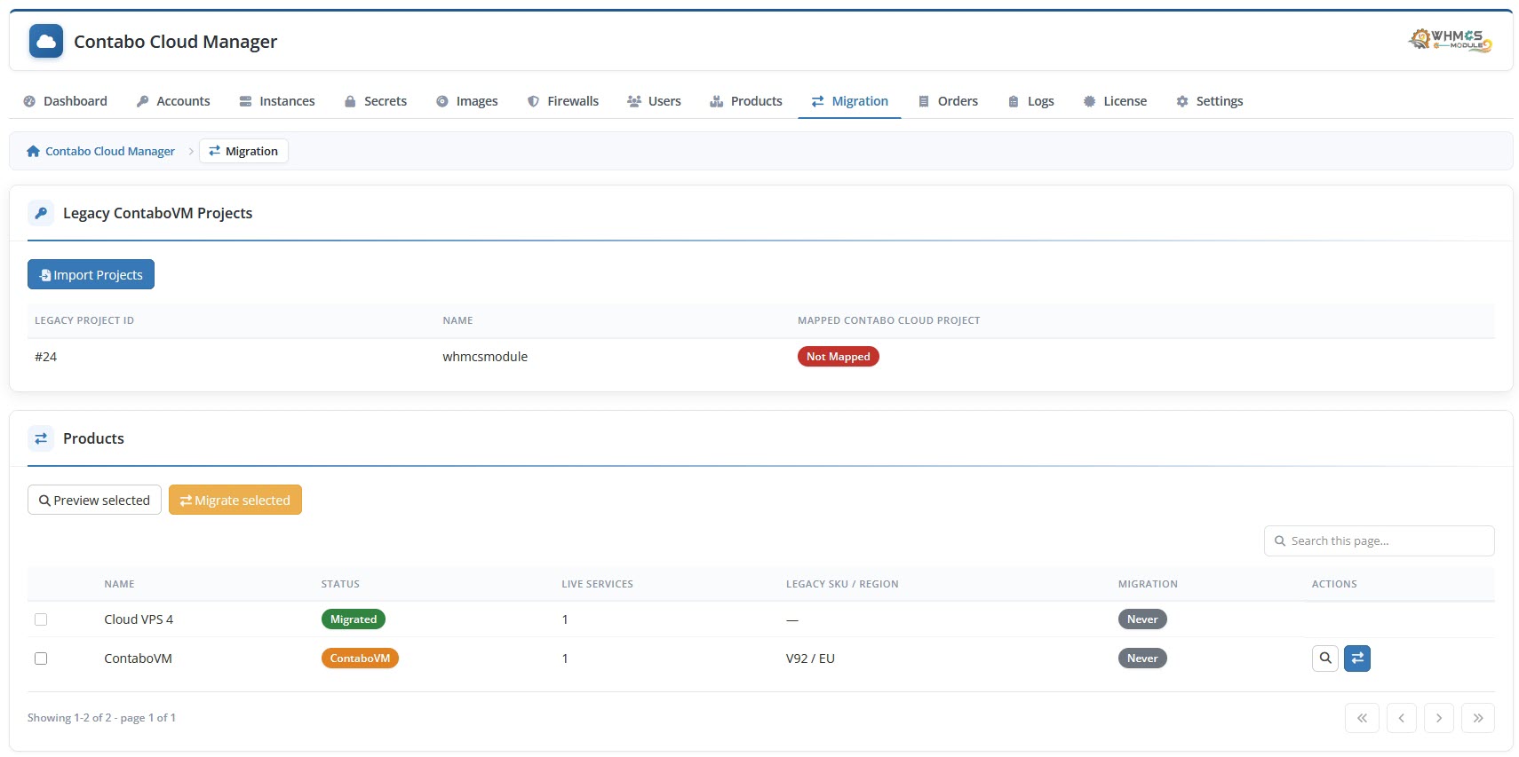 Contabo Cloud Manager WHMCS 2
