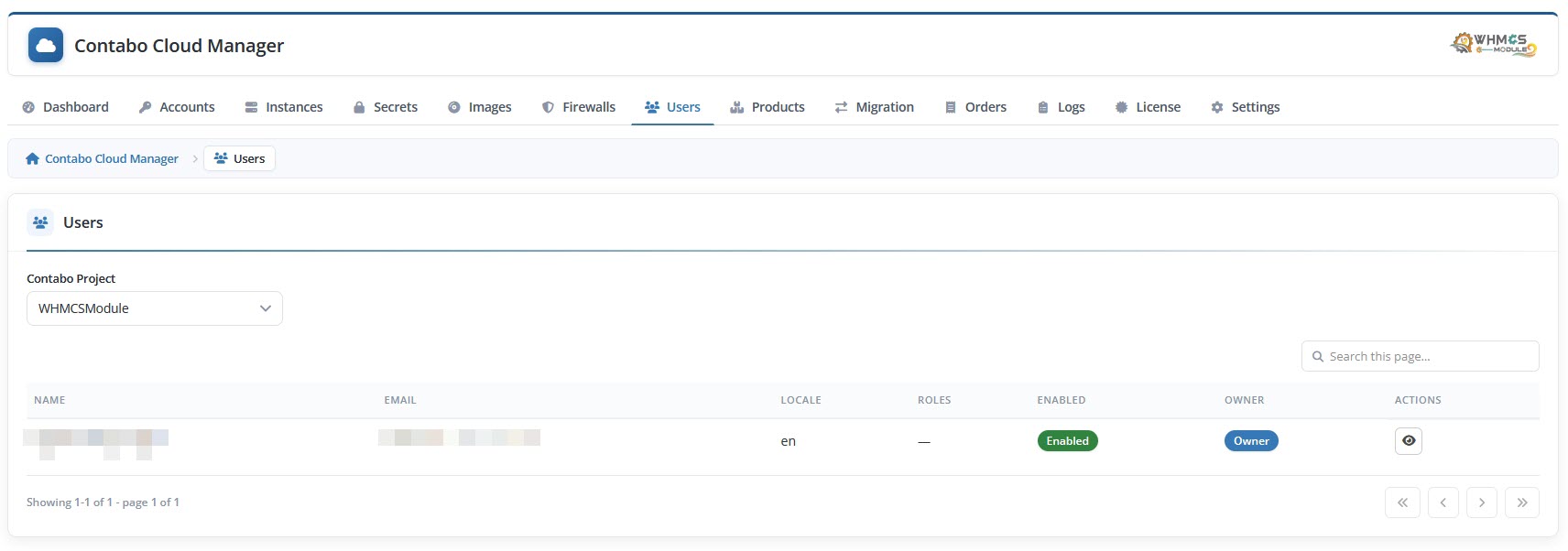 Contabo Cloud Manager WHMCS 6