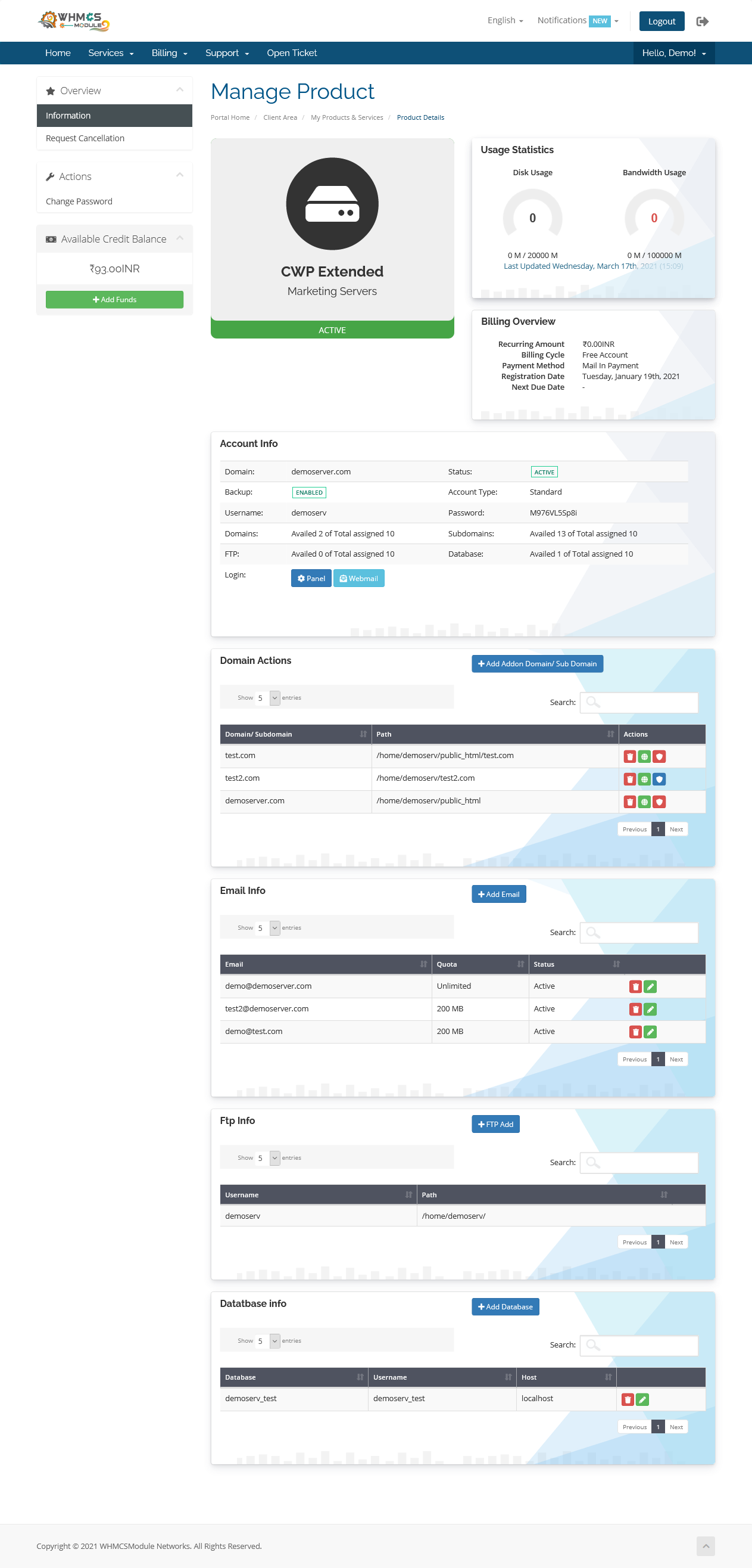 CentOS Web Panel for WHMCS