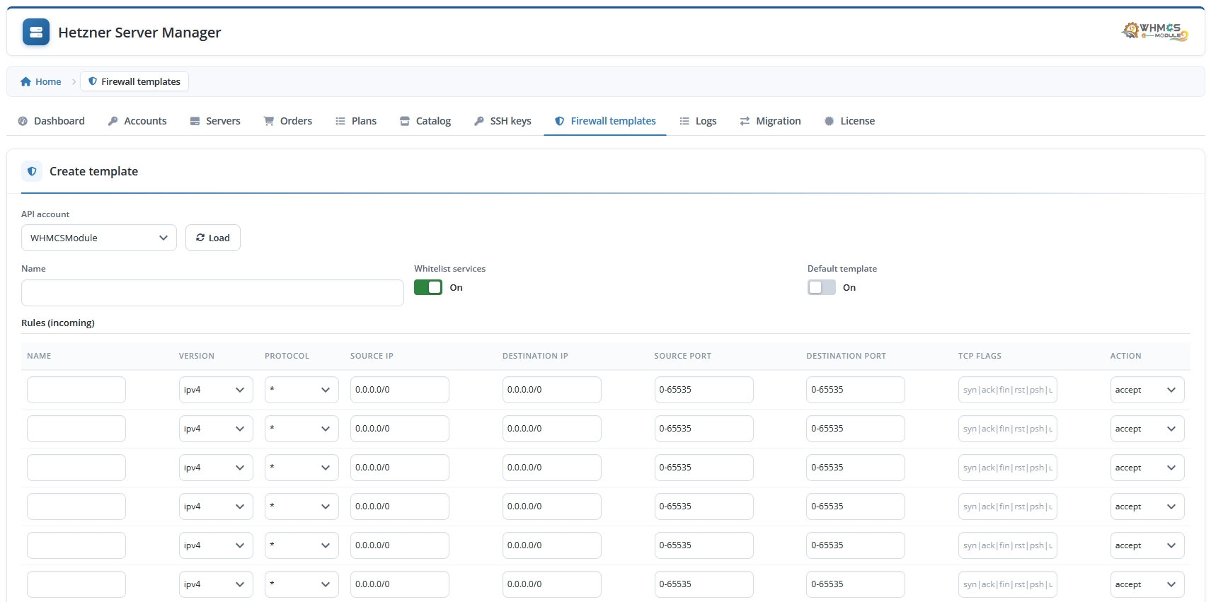 Addon Firewall Templates Ingoing