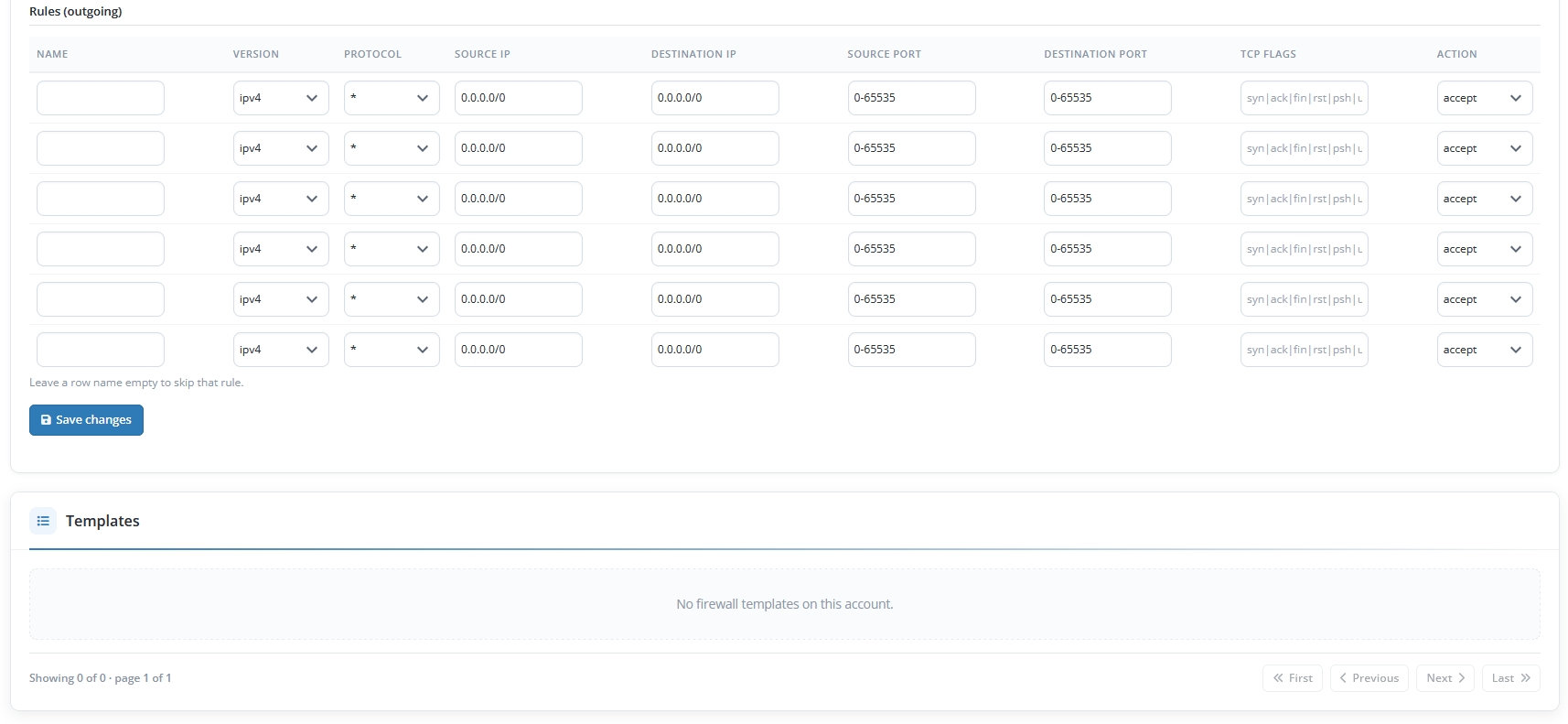 Addon Firewall Templates Outgoing