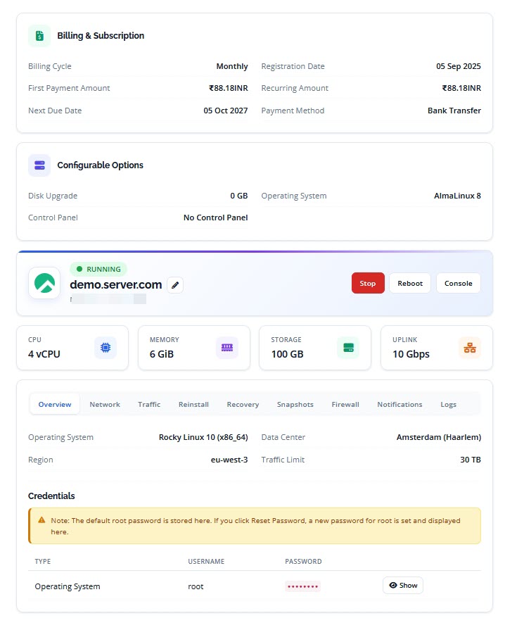 Leaseweb VPS WHMCS