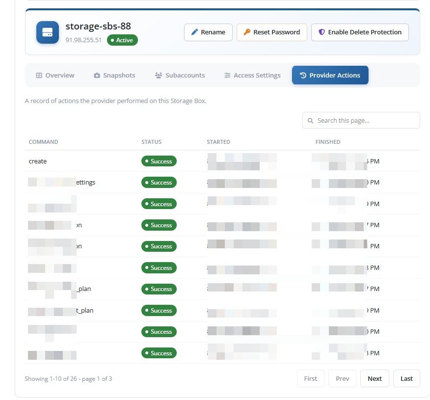 Client Area Storage Box Provider Actions