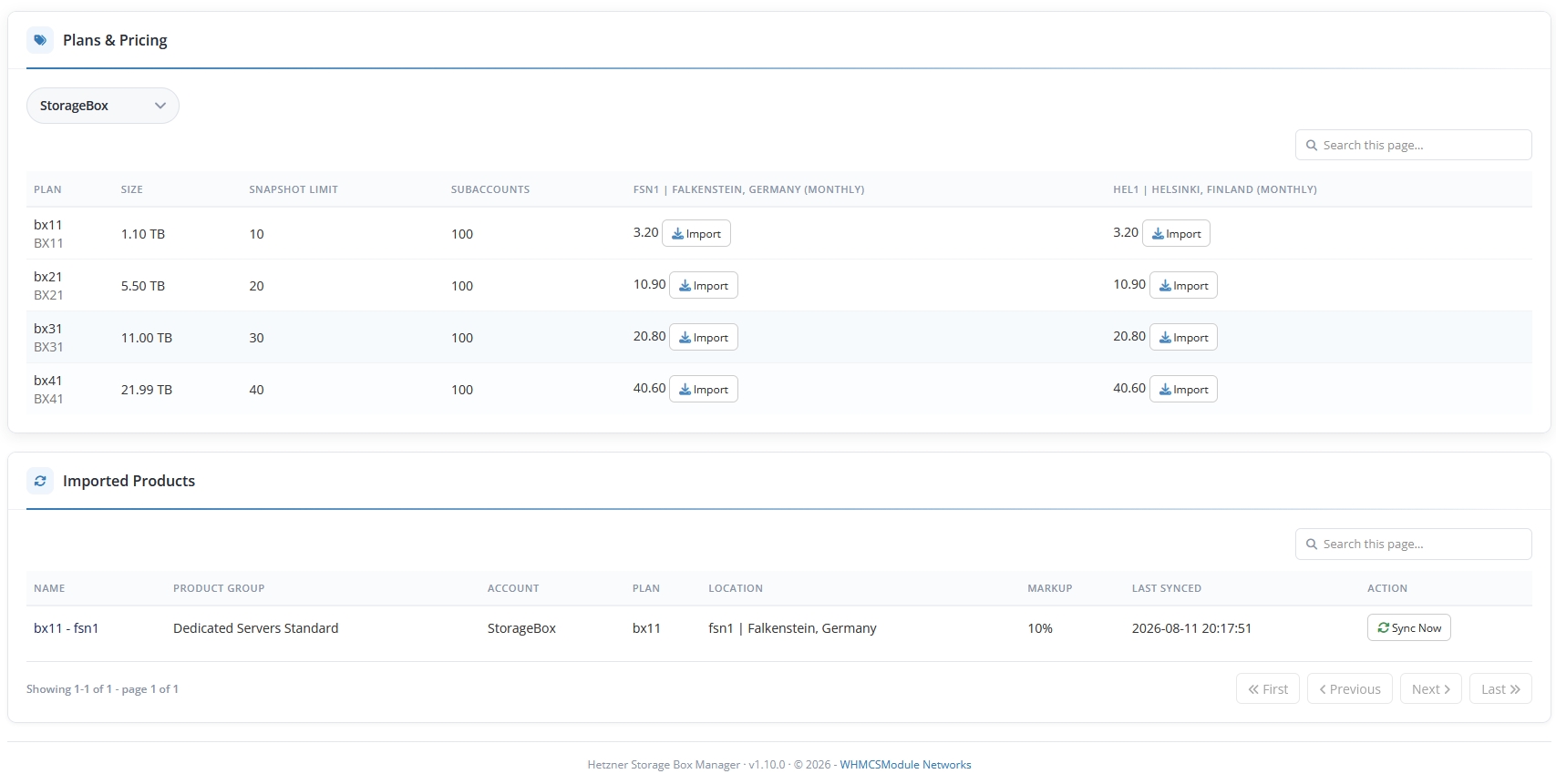 Admin Area Module Imported Products