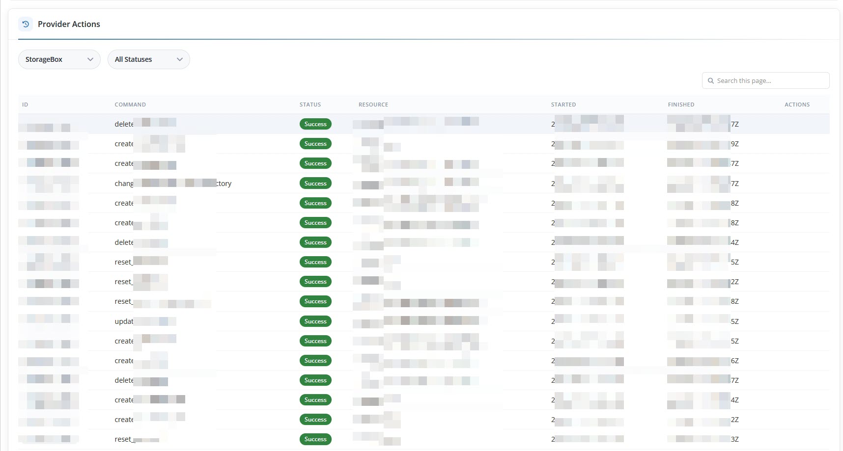 Admin Area Module Provider Actions Log