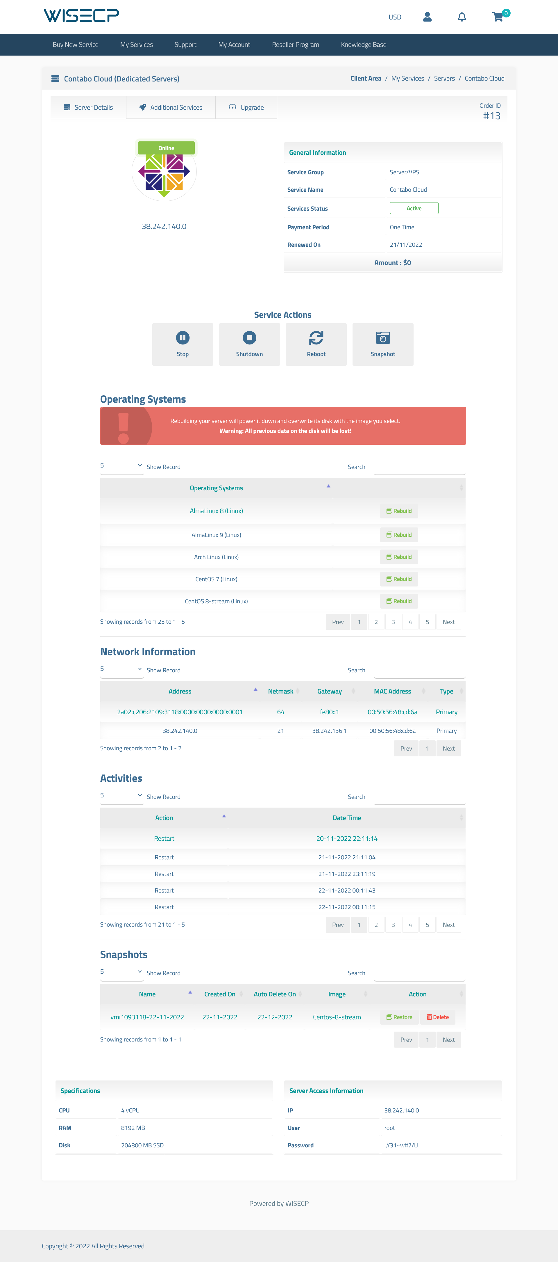 Contabo VPS WISECP