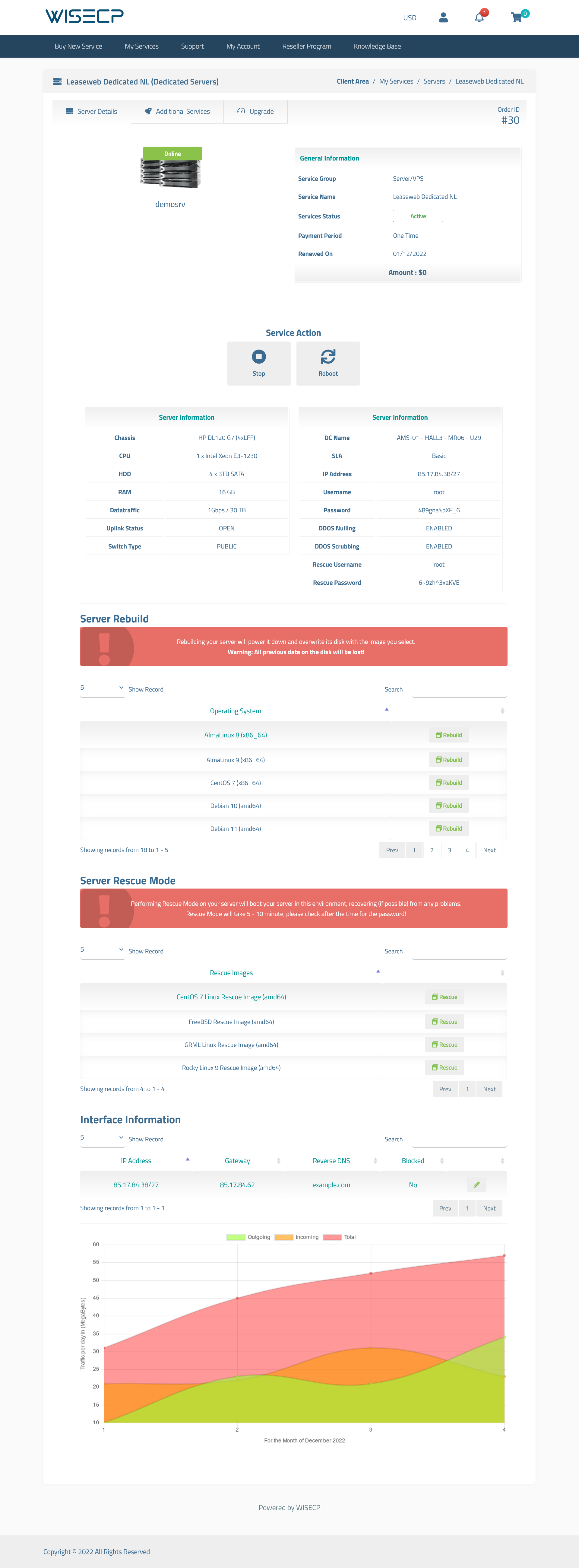 Leaseweb Server WISECP