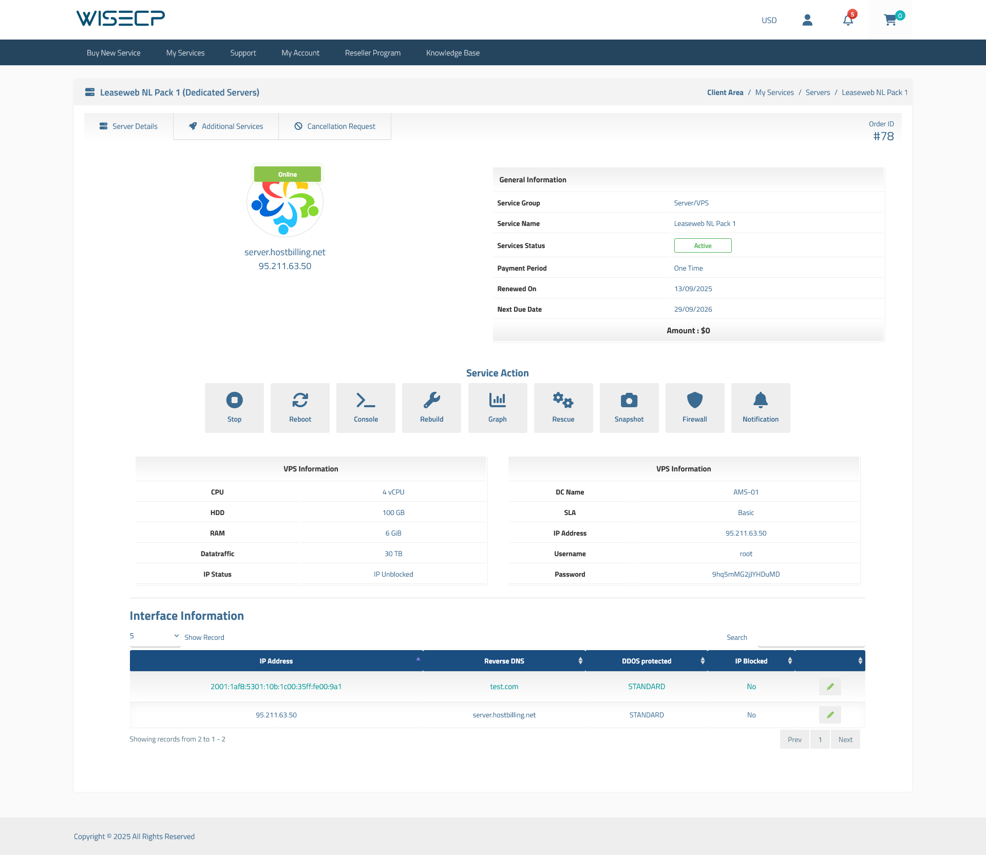 Leaseweb VPS WISECP