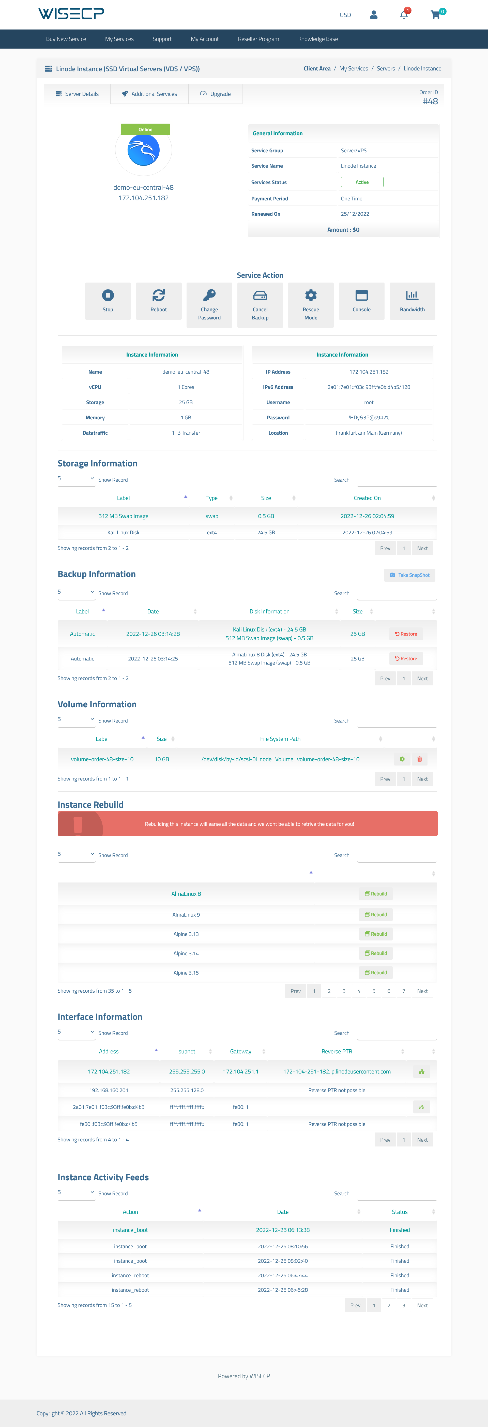 Linode Instance WISECP