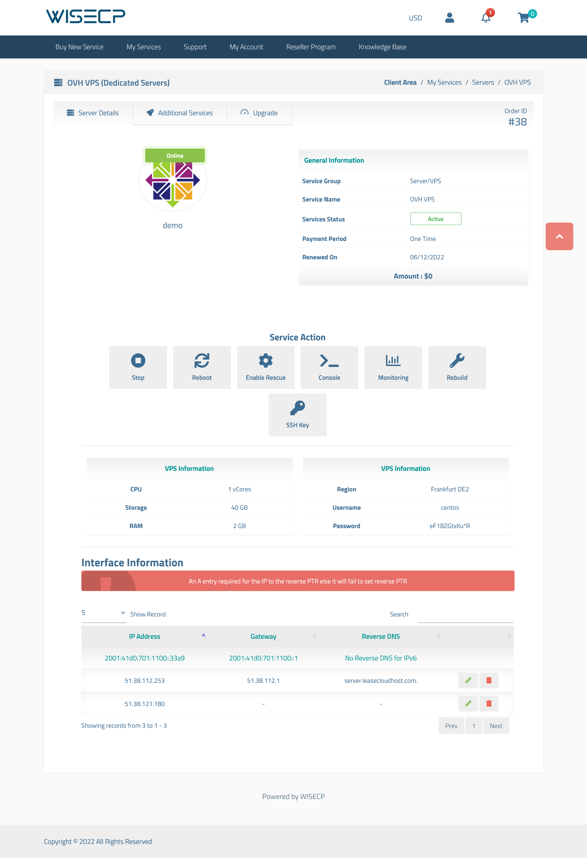 OVH VPS WISECP