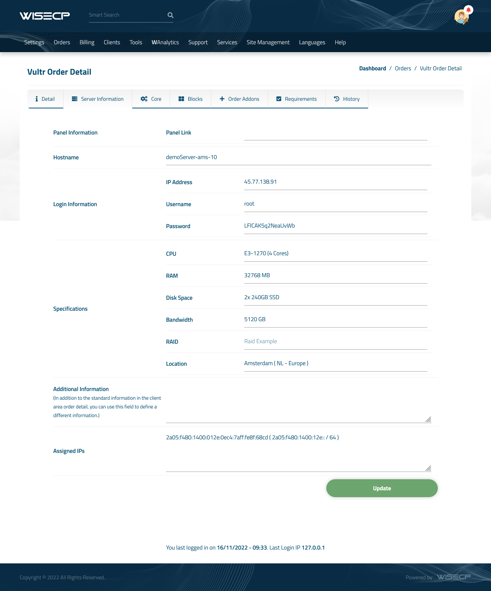 Server Info