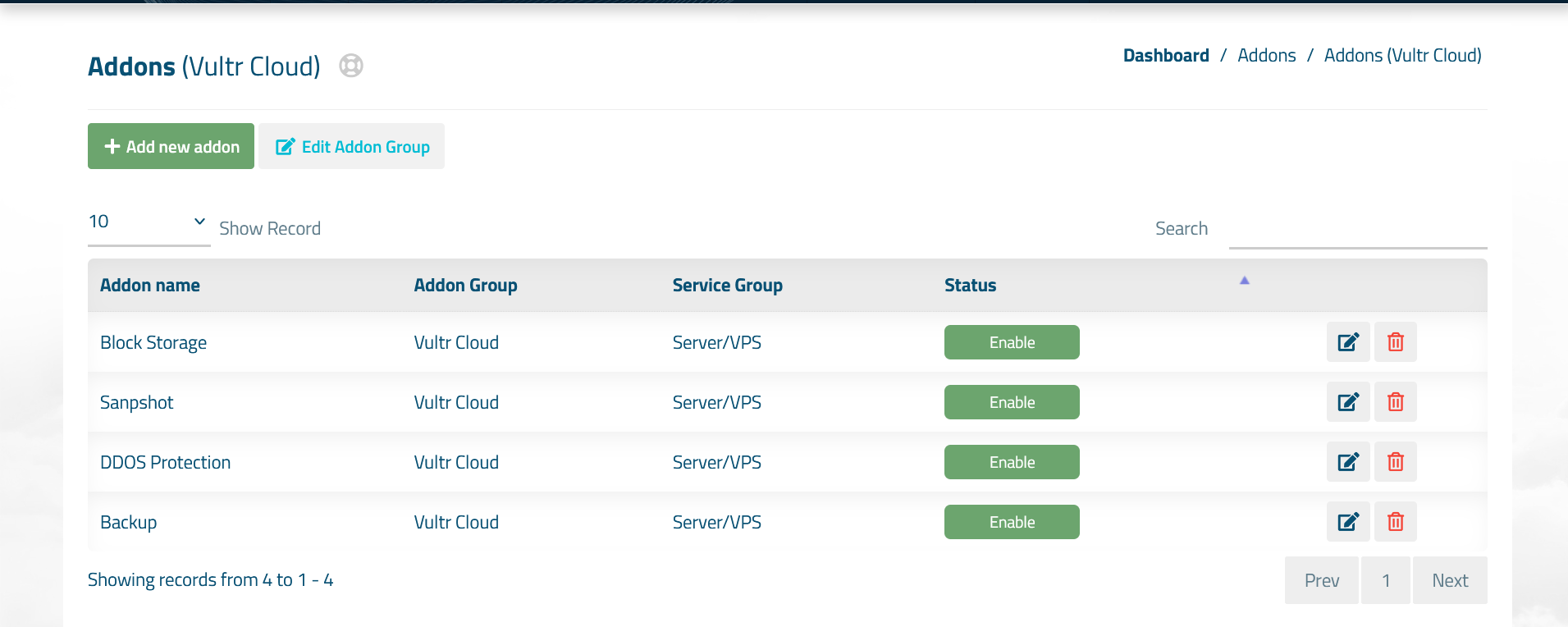 Addon Settings