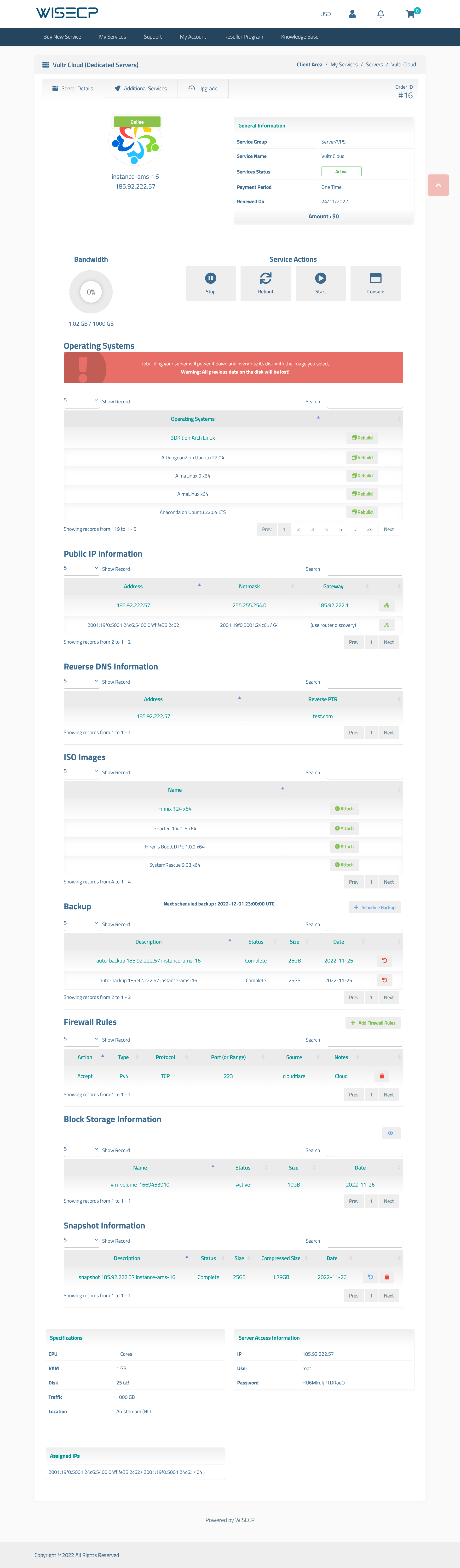 Vultr Cloud VPS WISECP