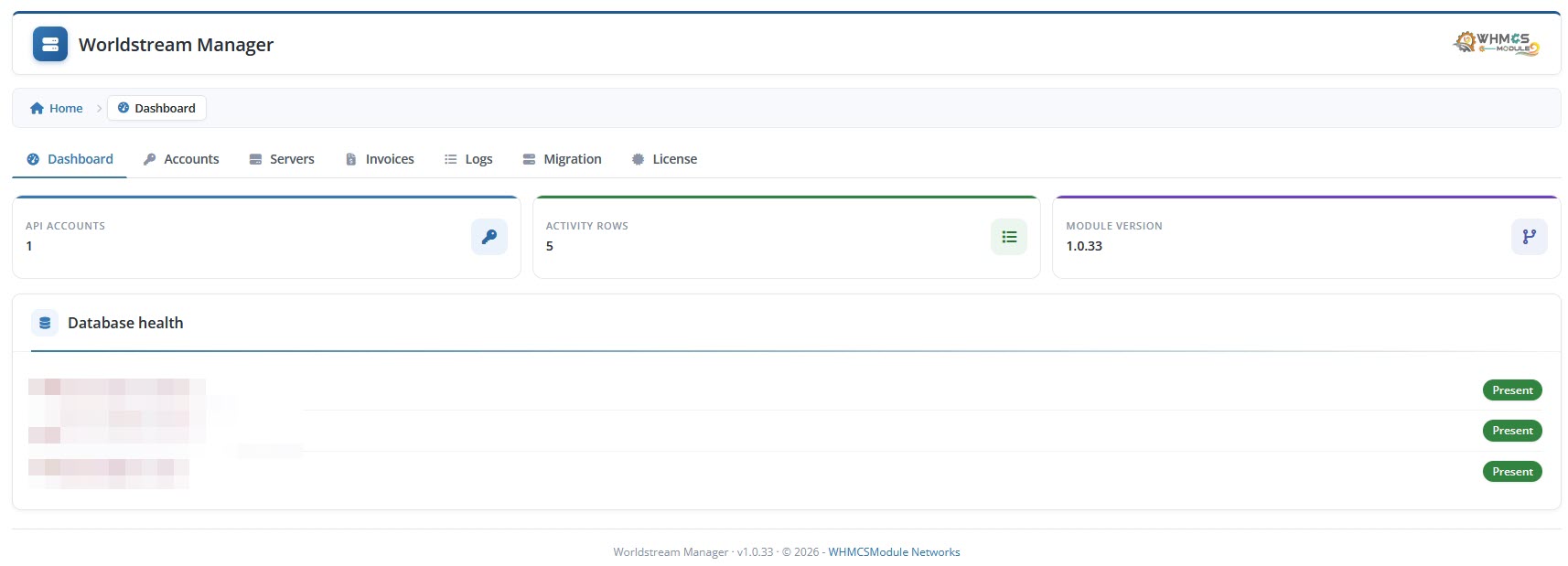 Addon Dashboard